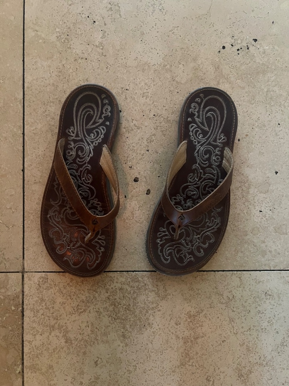 Leather flip flops paniolo